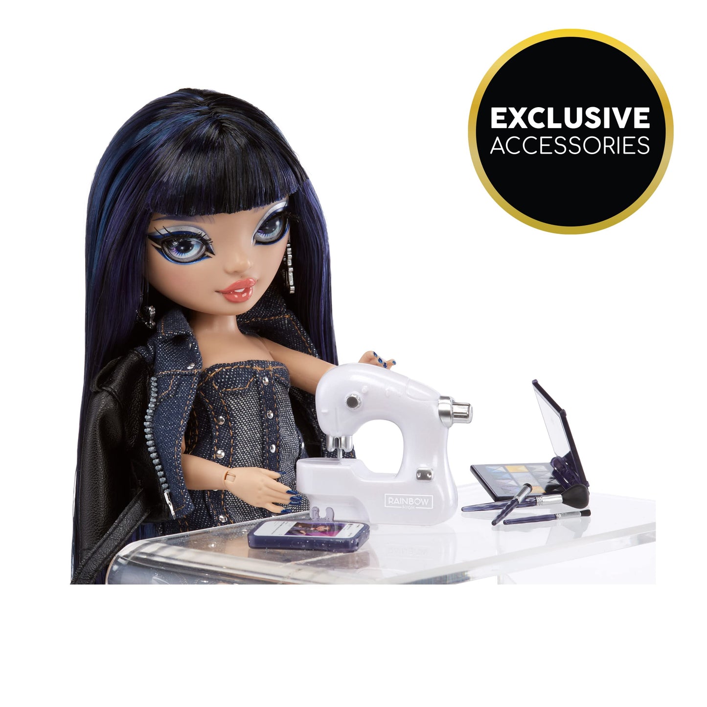 Rainbow High Kim Denim Blue Fashion Doll with 10+ Accessories - Ideal Gift for Kids 4-12 Years Old, Model 583158EUC