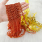 ZZYFGH 33'' 7mm Metallic Orange Bead Necklace Bulk, Mardi Gras Round Beaded Necklaces for Party Favors Costume Necklace (12 Pcs)