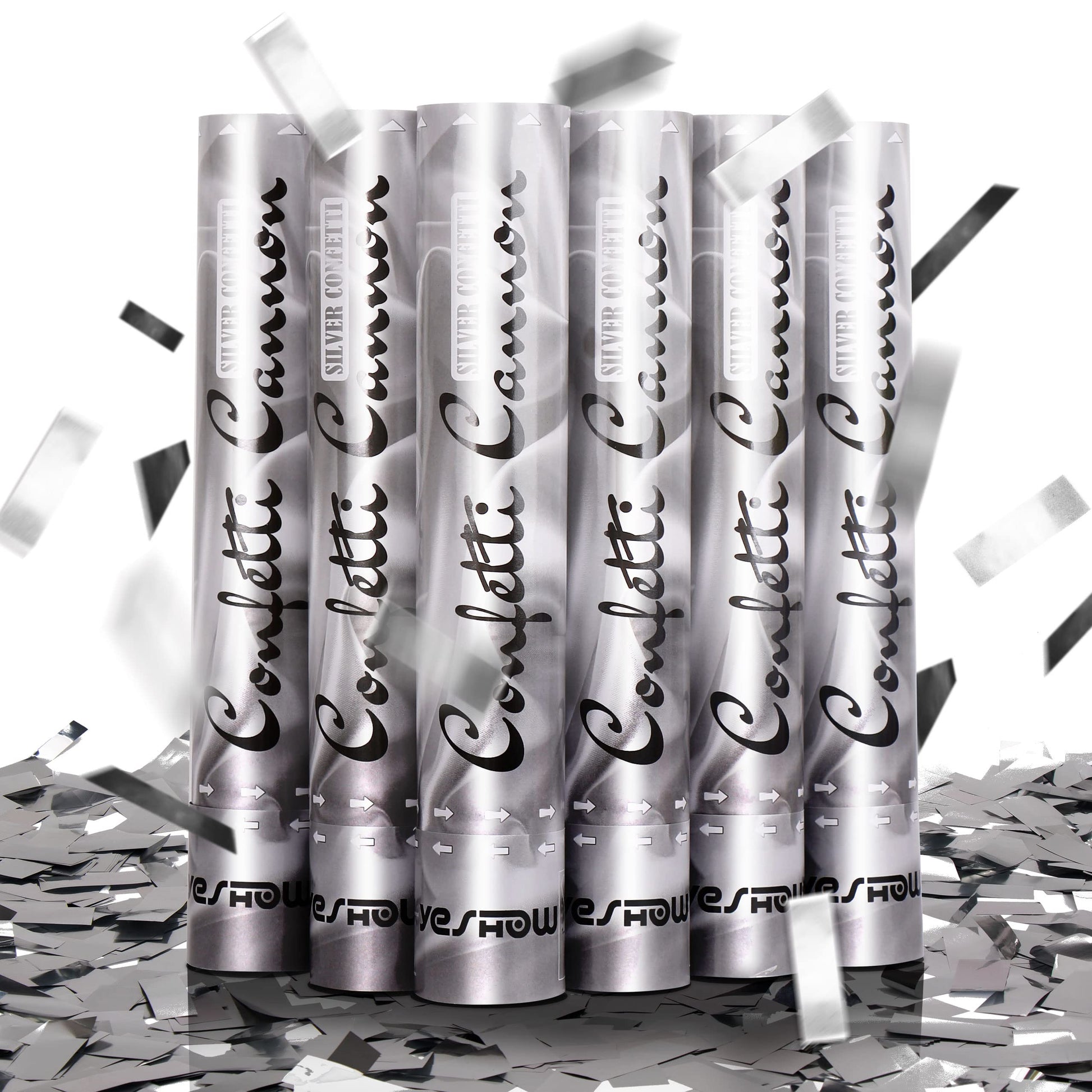 Confetti Cannon Party Poppers Shooters,(6 pack) YESHOW Confetti Blaster Silver Metallic for Birthday Graduation Wedding Christma