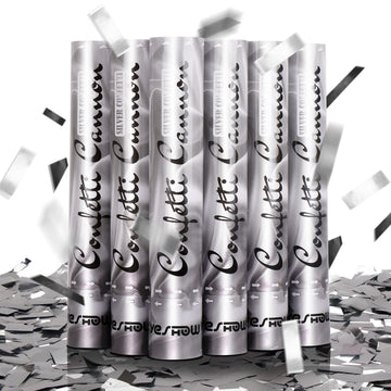 Confetti Cannon Party Poppers Shooters,(6 pack) YESHOW Confetti Blaster Silver Metallic for Birthday Graduation Wedding Christma