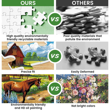 300 Pieces Puzzles for mature-themeds Horse Puzzles Games Brain Teaser Thick Paper Animals Puzzles Pieces Fit Together Challenging Puzzles for mature-themed Children Elderly Gift Toy 20.5 x 15 in
