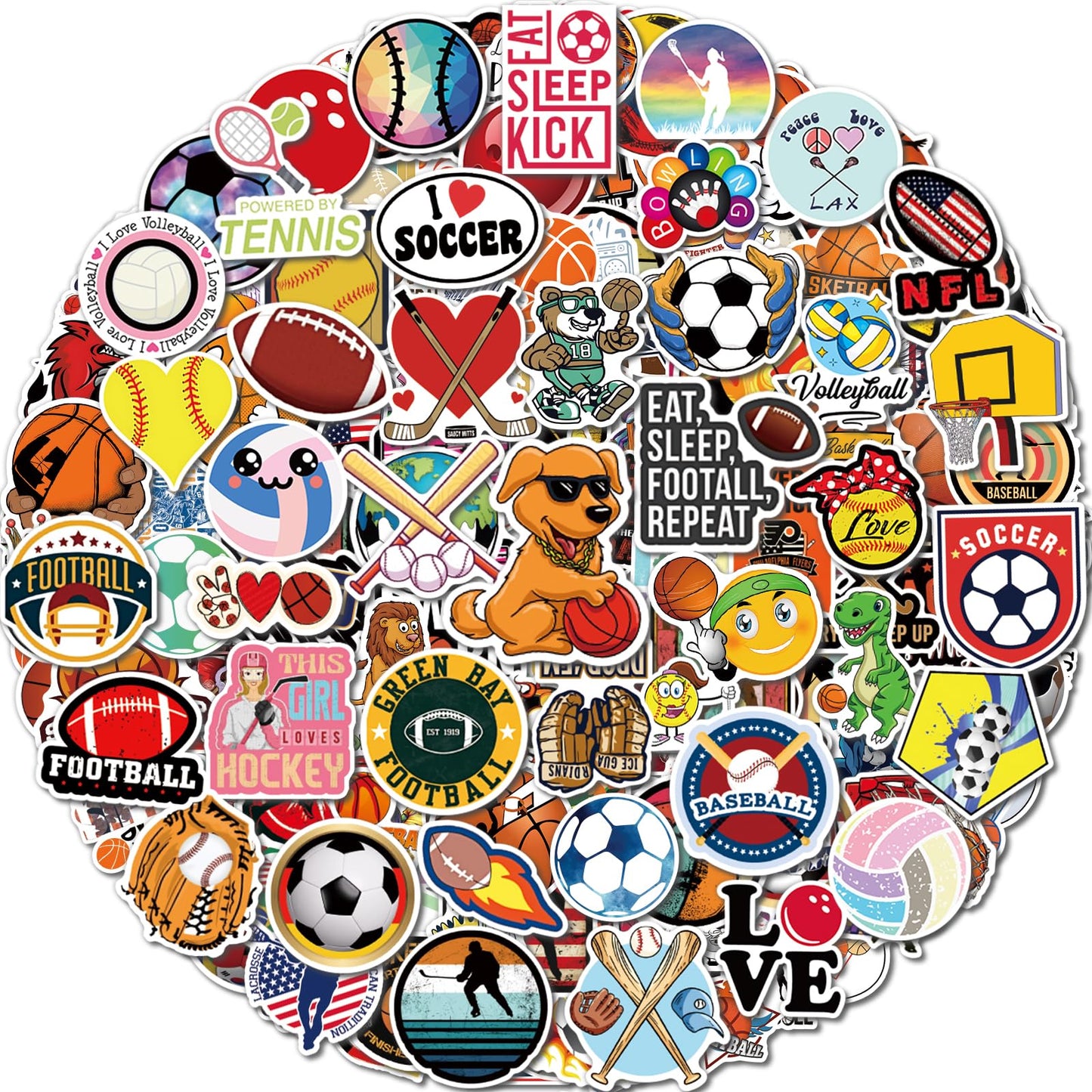 Benresive 300 Pcs Sports Stickers For Kids, Sport Stickers For Water Bottles, Waterproof Water Bottle Stickers For Boys, Vinyl Laptop Stickers Packs, Kids Boys Classroom Prizes For Elementary Students