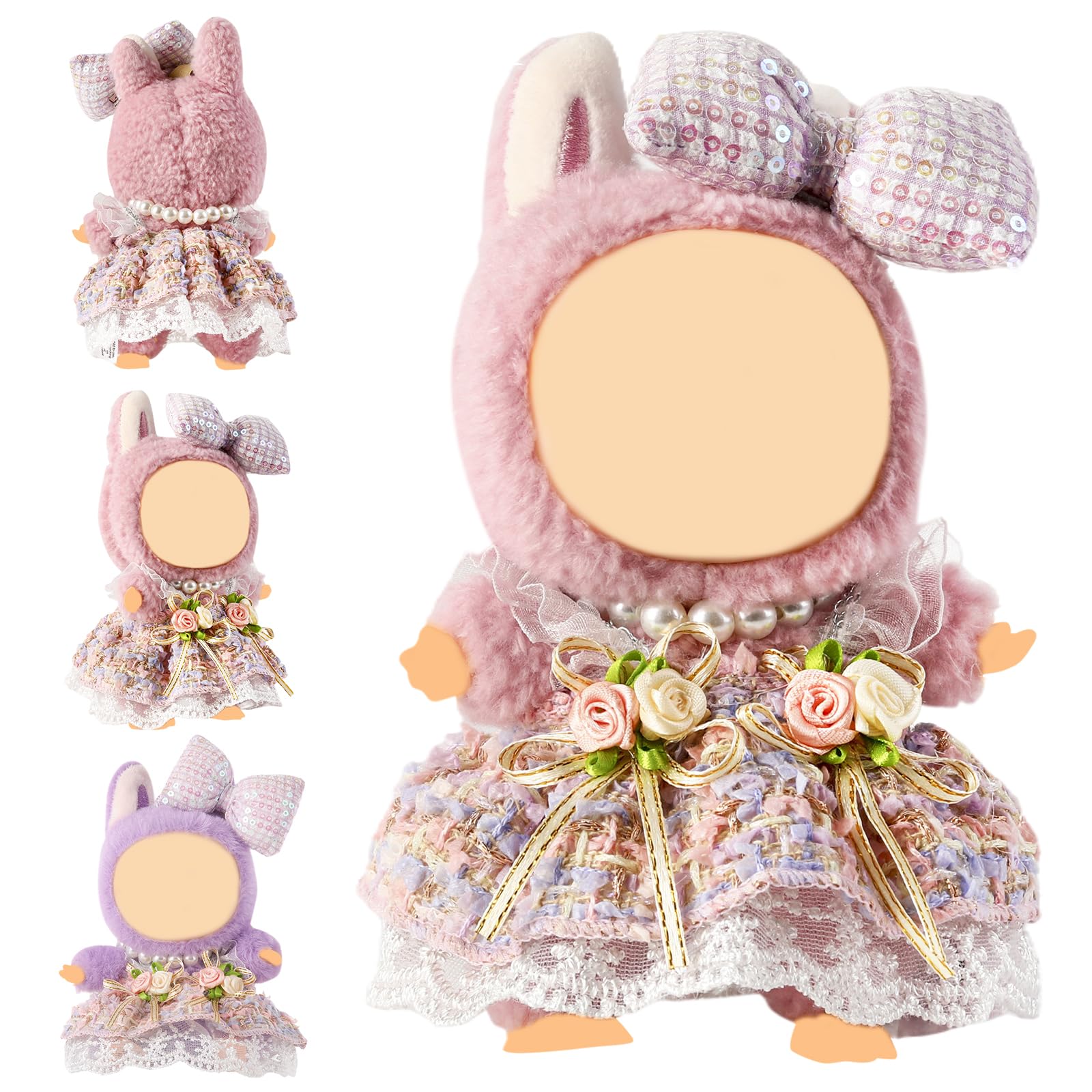 Clothes for 15-17cm Doll  Skirt Set for Dolls  1 Piece Skirt Outfit enhanced Fashion Cute Dress for 15-17cm Dolls Accessories (NO Doll) (Purple Flower Set)