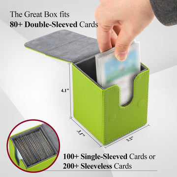 Tcguard Card Deck Box For Mtg Card Storage Box Holds 100 Plus Single Sleeved Cards, Microfiber Lining And Leather Card Box Compatible With Trading Card Games Tcg, Yugioh Cards, Etc. (Green)