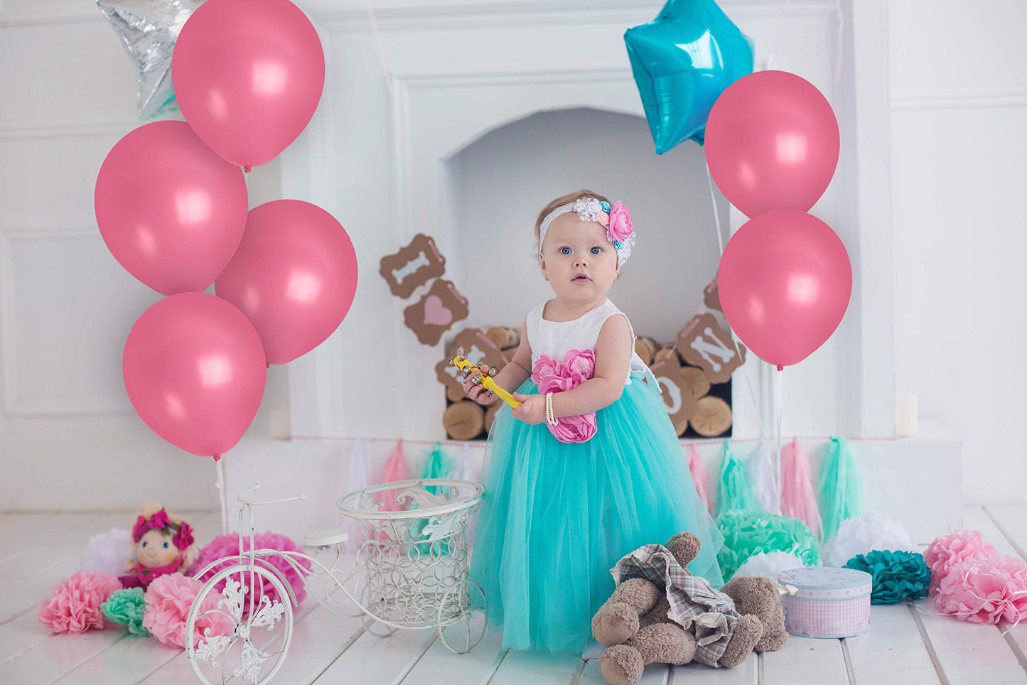 Treasures Gifted Rose Pink Balloons - Matte Bright Pink Balloons - Globos Rosas/Baby Pink Balloons 12 Inch, Pink Latex Balloons