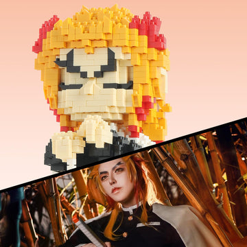 MACTANO Anime Demon Slayer Brickheadz Rengoku Kyoujurou Figure Building Set Micro Mini Building Block Toy for Kids mature-themed-1383pcs