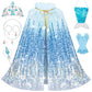 Meland Princess Dress Up For Girls 3-8, Mermaid Dress Up Clothes For Girls Toddler Toys, Birthday Gift For Girls 3 4 5 6 7 8