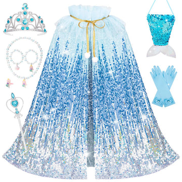 Meland Princess Dress Up For Girls 3-8, Mermaid Dress Up Clothes For Girls Toddler Toys, Birthday Gift For Girls 3 4 5 6 7 8