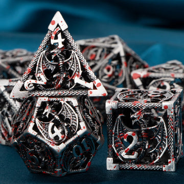 ARUOHHA Hollow DND Metal Dice Set Blood D and D Role Playing Games Dice with Gift Box, Dungeons and Dragons D+D Dice 6 Sided Lar