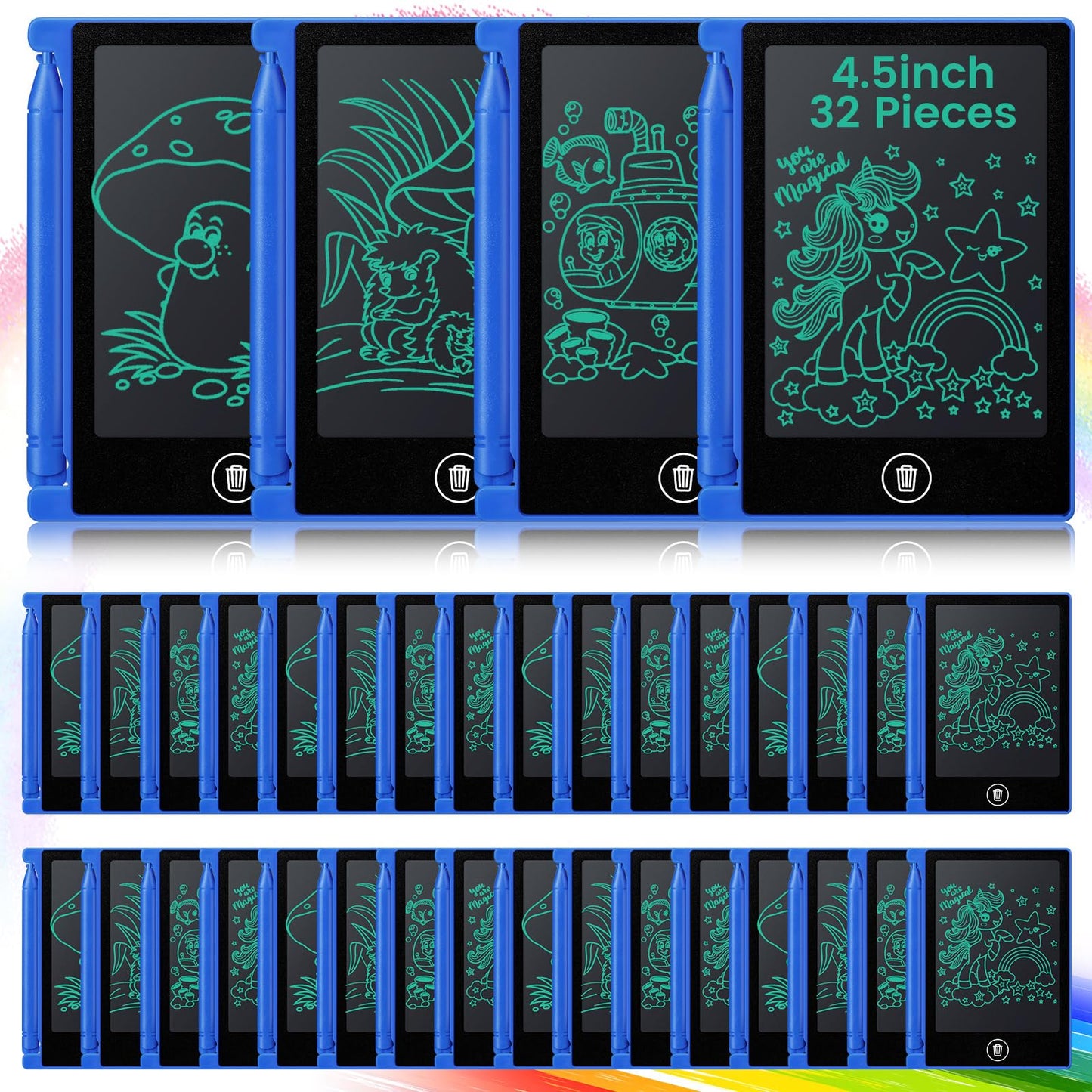 Zhehao 32 Pcs Mini LCD Writing Tablet 4.5 Inch Educational Toys Learning Writing Pad Erasable Drawing Pad Reusable Learning Toy 