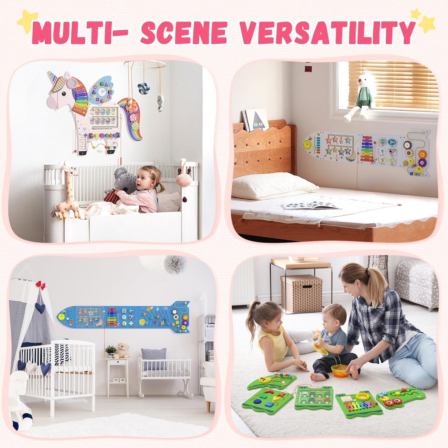 Unicorn Sensory Wall Panel For Kids - Activity Wall Busy Board Panels, Montessori Toddler Wall Activity Board, Wall Toys For Tod