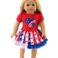 American Fashion World Patriotic Heart Fourth of July Dress | enhanced Quality & Trendy Design | Dolls Clothes | Outfit Fashions for Dolls for Popular Brands
