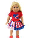 American Fashion World Patriotic Heart Fourth of July Dress | enhanced Quality & Trendy Design | Dolls Clothes | Outfit Fashions for Dolls for Popular Brands