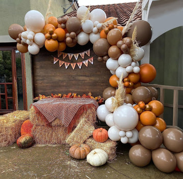 129Pcs Burnt Orange Balloons Terracotta Balloon Arch Kit Rust Balloons Fall Balloon Arch Kit Double Stuffed Cream Peach Balloon