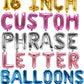 Gold Letter Balloons 16 Inch - Custom Balloon Letters | Alphabet Balloons | Rose Gold Foil Letter Ballon | Silver Mylar Balloons