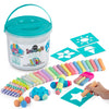 Loddie Doddie 49pc Sidewalk Chalk Bucket - Outdoor Activity Play Set for Kids, 31 Assorted Chalk Sticks, 4 Holders, 10 Ball Refi