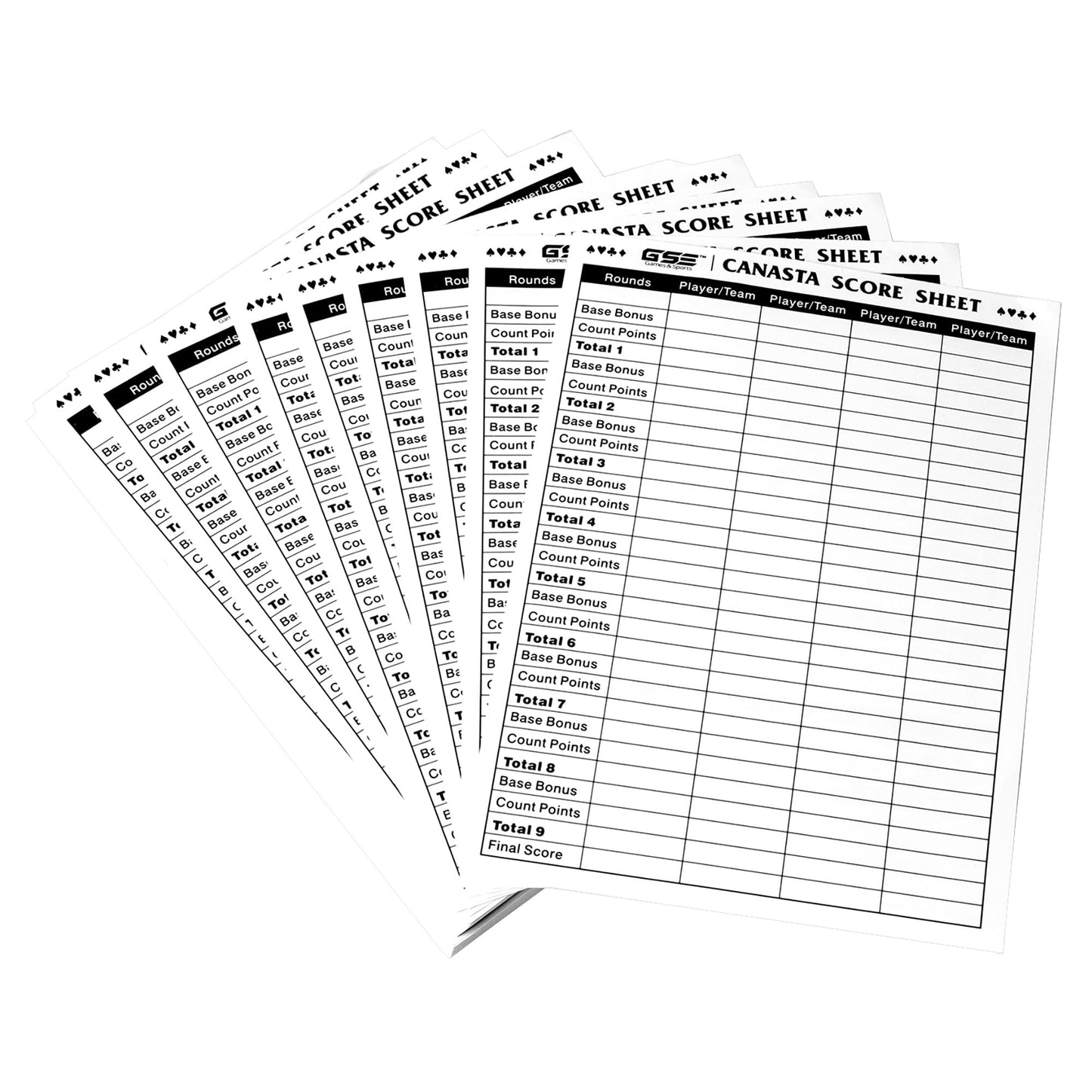 GSE Games & Sports Expert Canasta Score Sheets - 100-Pack, 7"x5", Paper, Includes Game Instructions & Trick Values