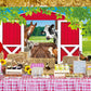 BAIFNEZ Farm Animals Backdrop Red Barn Farmhouse Barnyard Party Banner 8x6FT Country Farm Birthday Party Decorations for Kids Ba