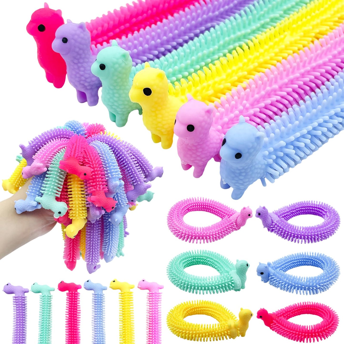 Jgalnim 30Pcs Alpaca Stretchy Fidget Toy,Stretchy String Fidgets Sensory Toys,Stretchy Strings Worm Toy For Children,Kids Or Adu