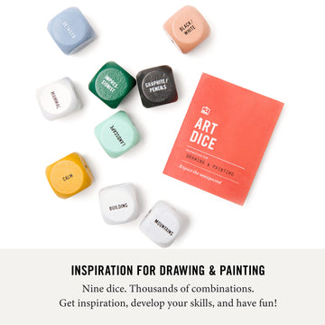 Two Tumbleweeds Art Dice - Drawing & Painting Game For Adults, Artists & Teachers - Set Of 9 Dice For Creative Inspiration In The Studio And Classroom - Gift For Artist - 1+ Players