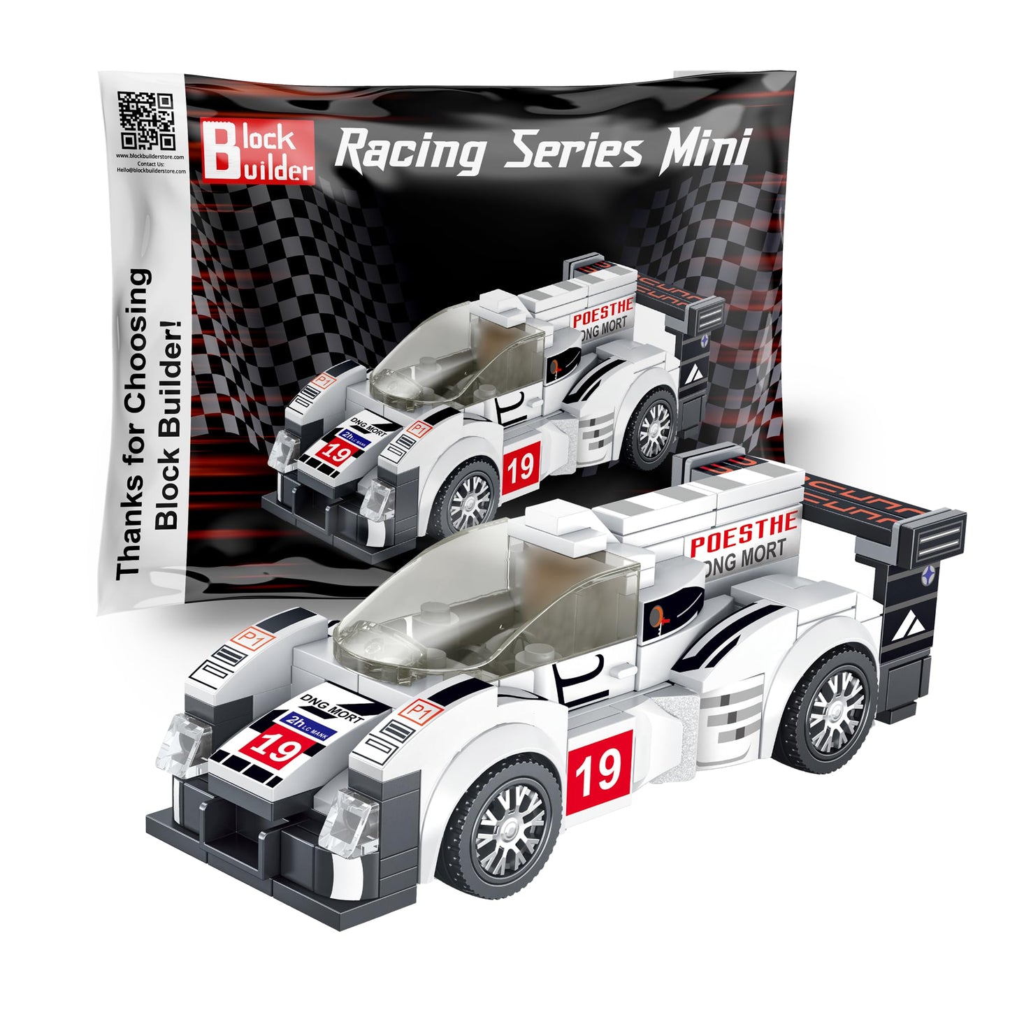 Block Builder Racing Car Building Block Set. Racing Car Building Blocks For Kids And Adults (White F1)