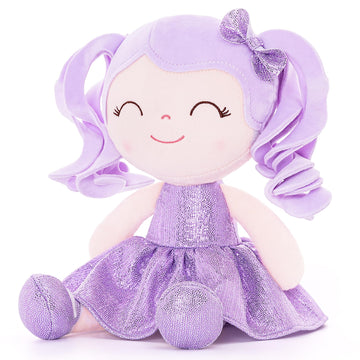 Gloveleya Baby Dolls Soft Snuggly Doll First Baby Girl Gifts Plush Doll With Sparkling Dress Purple 12Inches Pearlescent Series