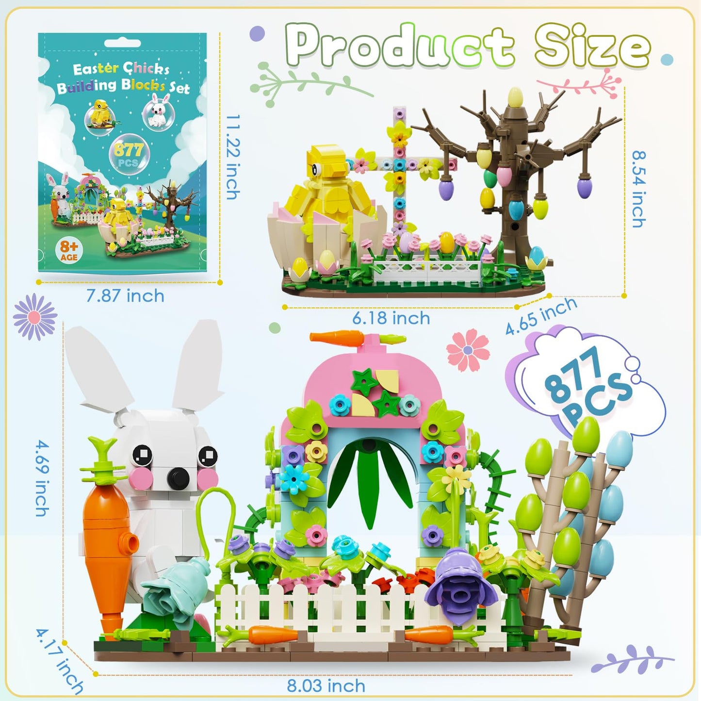 Qoq Easter Bunny And Chick Building Blocks Set - Easter Gift For Kids - Easter Basket Stuffers Easter Toys For Girls And Boys Ag