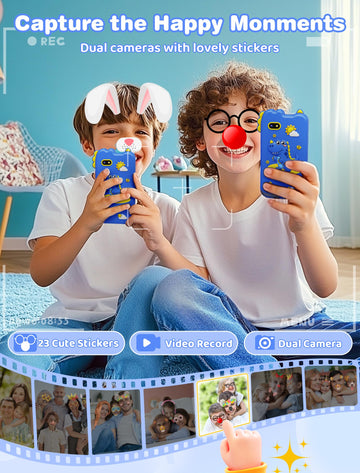 Kikidex Kids Phone for Girls,Toys for Boys Girls Age 3-10 Christmas Birthday Gifts,Touchscreen Kids Toy Cell Phone with Dual Cam