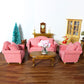 Dollhouse Couch With Pillow 1 12 Scale Miniature Sofa Arm Chair Living Room Furniture Wooden Fabric Frame Single Reading Chair Artificial House Room Scene Decoration (Stripe)