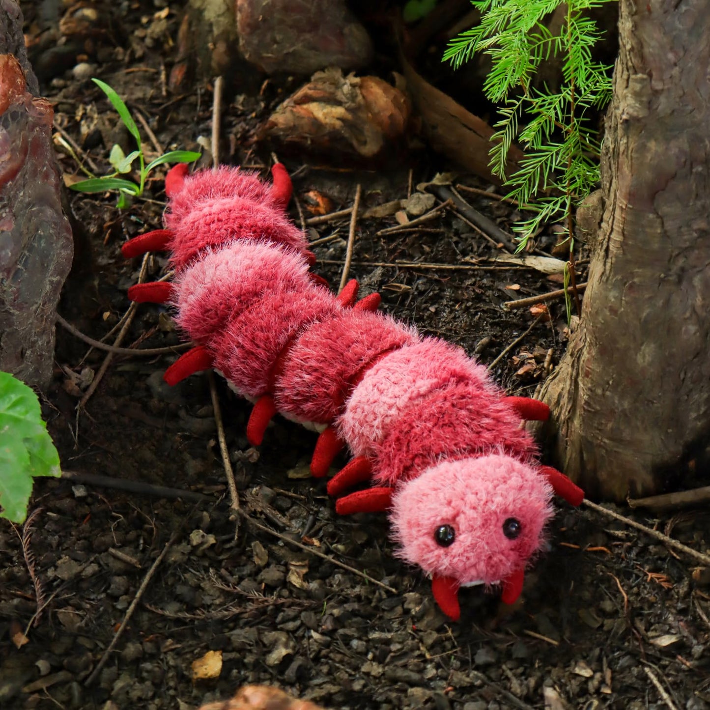 Apricot Lamb Plush Devil Centipede Toy, Soft Polyester Stuffed Animal, 11.8 Inches, Red, Perfect for Kids