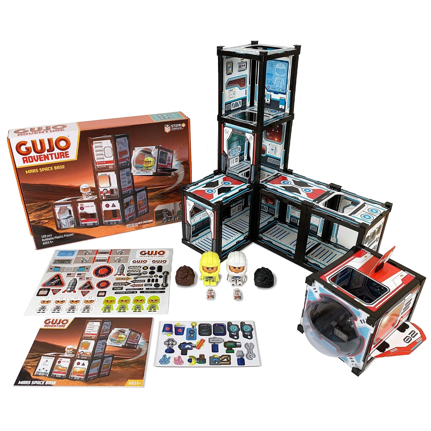 Gujo Adventure Mars Space Base & Space Shuttle – Educational Stem Project For Kids Age 7-11+ Build-Your-Own Mars Space Station – Great Gift For Boys (165+ Pieces)