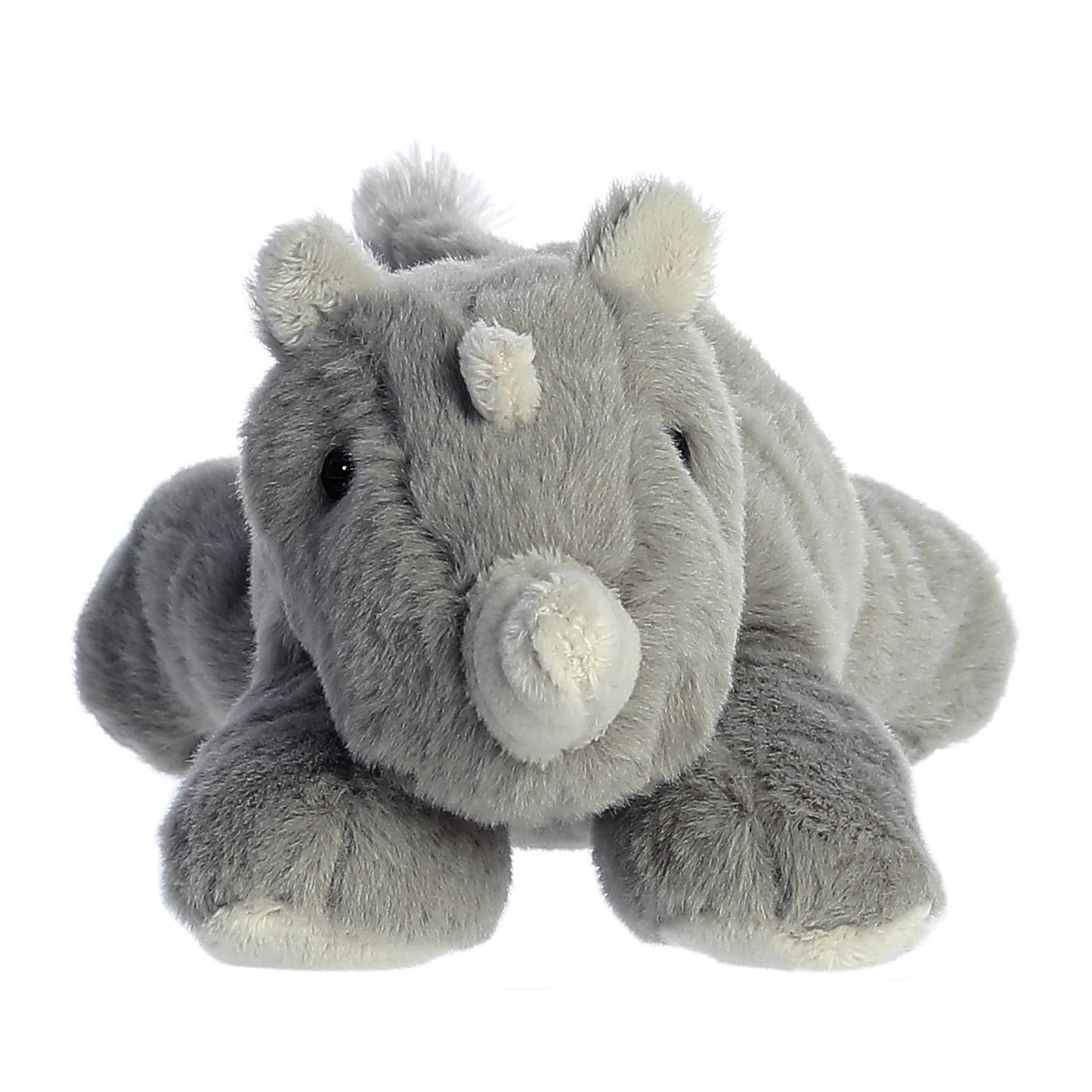 Aurora® Adorable Mini Flopsie™ Rhino Stuffed Animal - Playful Ease - Timeless Companions - Gray 8 Inches