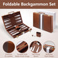Backgn Sets for mature-themeds - 15 inch Classic Board Games with enhanced Leather Case - Travel Backgn Strategy Game Set for 2 Players - Portable Brown Backgn Set - Gift for Men