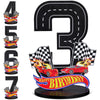 MiniInflat Race Car 4th Birthday Number Sign Centerpiece Race Car Theme 4th Birthday Party Supplies Wooden 4th Table Decoration 