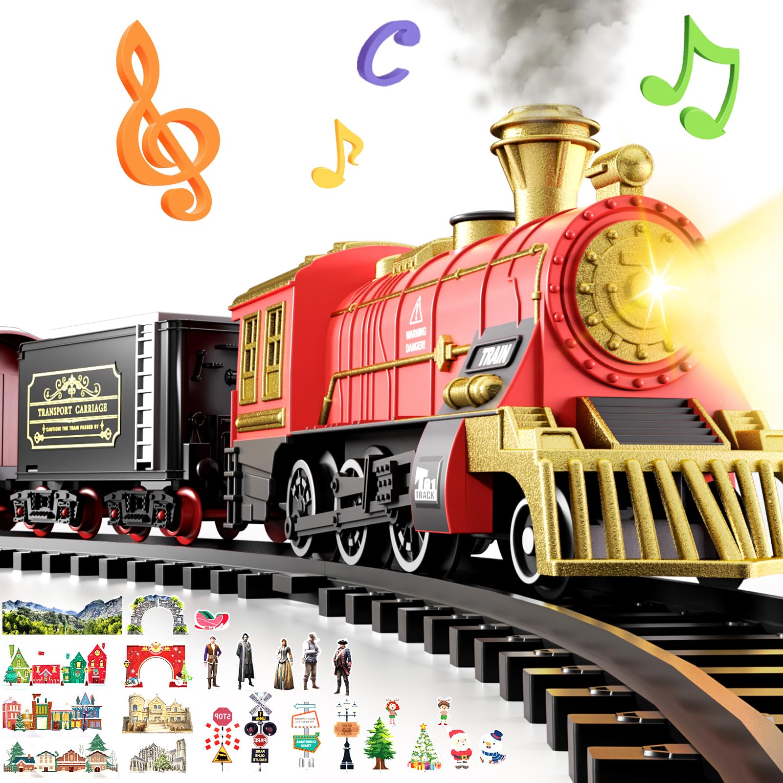 Watudou Christmas Train Set Toy For Kids Toddler Ages 3-5 4-7, Toy Train Set With Light & Sound For Under Christmas Tree, Christ