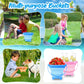 RACPNEL Collapsible Beach Buckets & Beach Toys for Kids, Foldable Sand Bucket and Shovels Set with Mesh Bag & Sand Molds, Silico