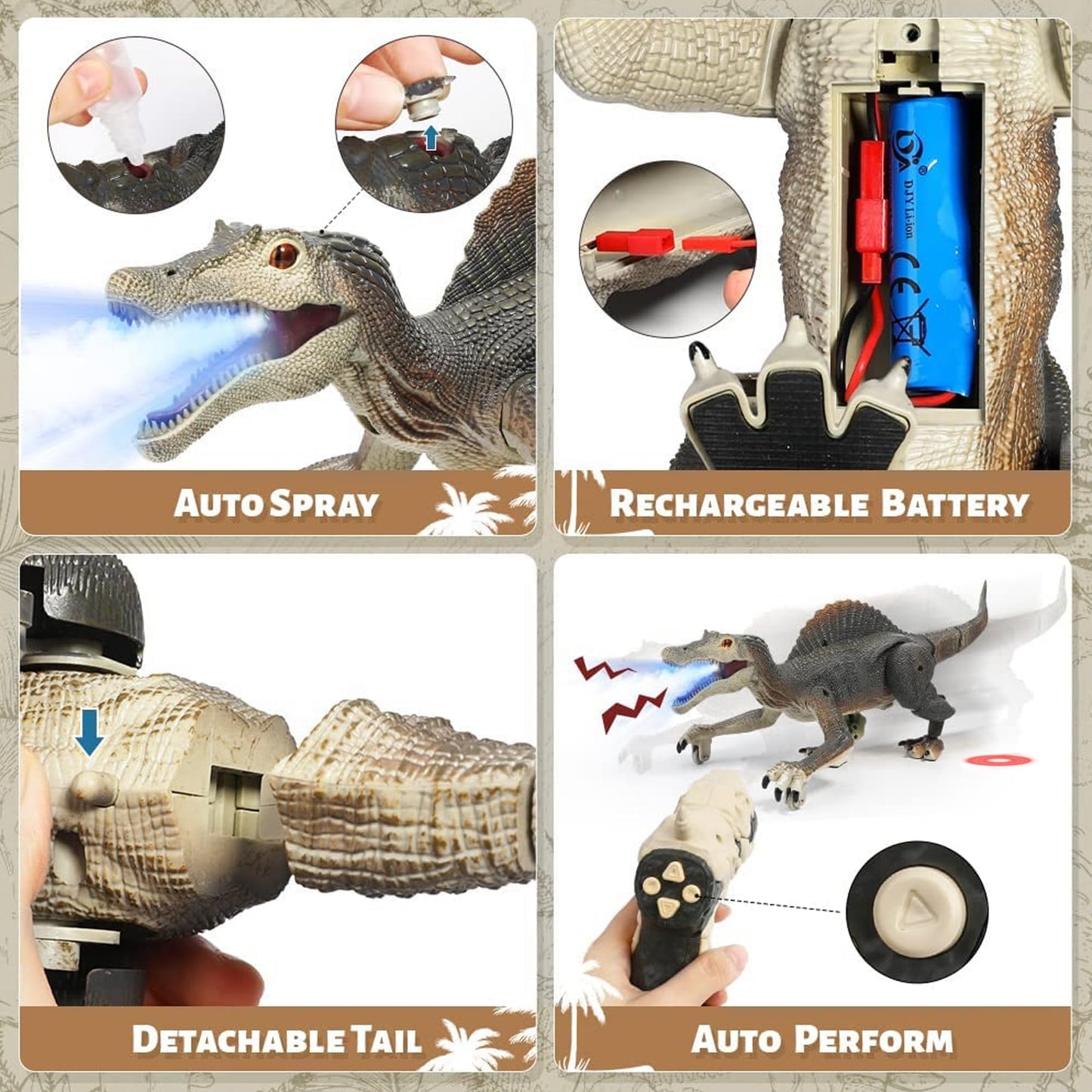 Upgraded Dinosaur Toys For Kids 3-5-7 Years Old, Remote Control Spinosaurus Toys With Indicator Light Chasing&Spray& Roar, Realistic Rc Walking Dinosaur Robot Gifts Stocking Stuffers For Kids Boys