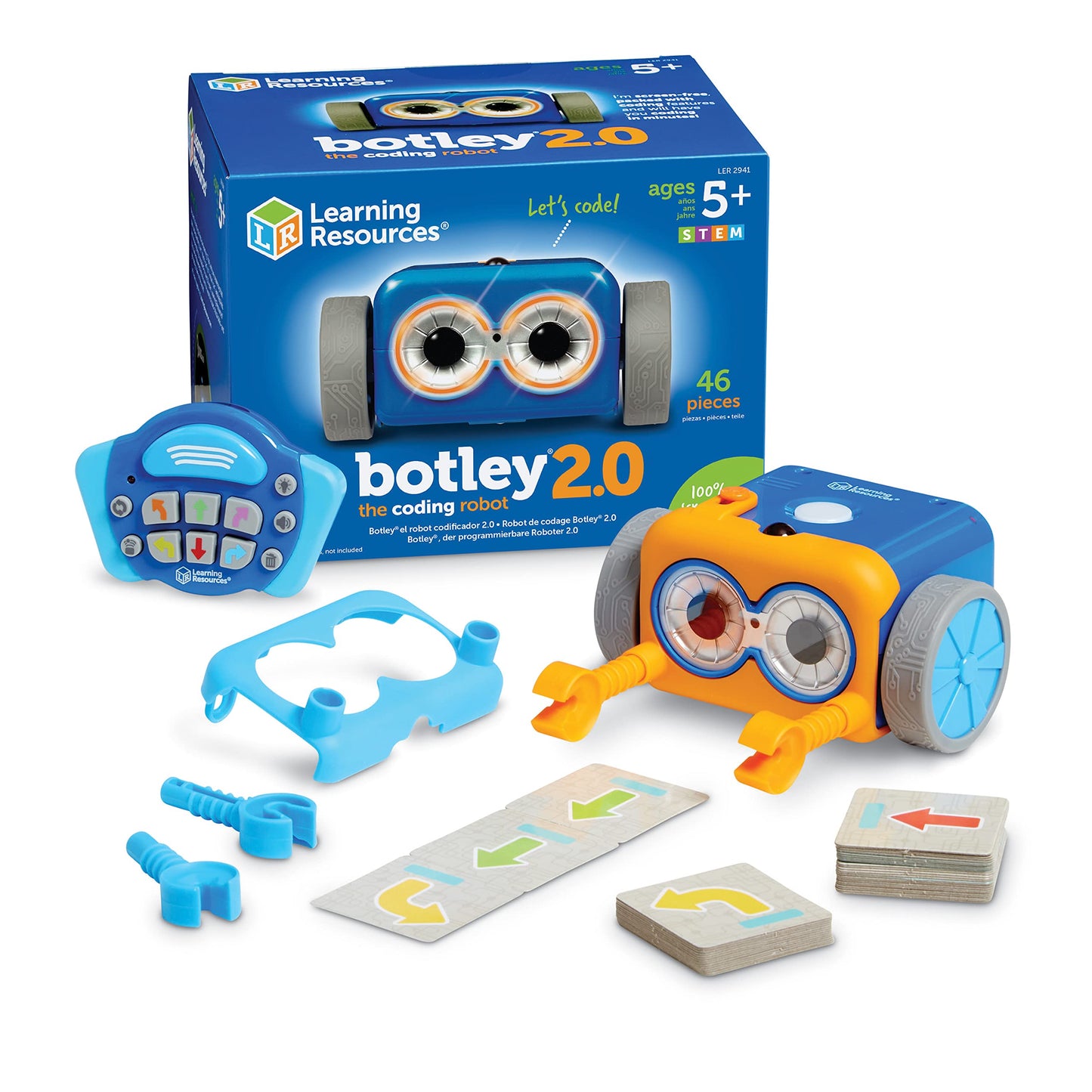 Learning Resources Botley 2.0 Coding Robot - 46 Pieces, STEM Toy, Multi-color, Ages 5+, Model LER2941, Screen-Free Learning