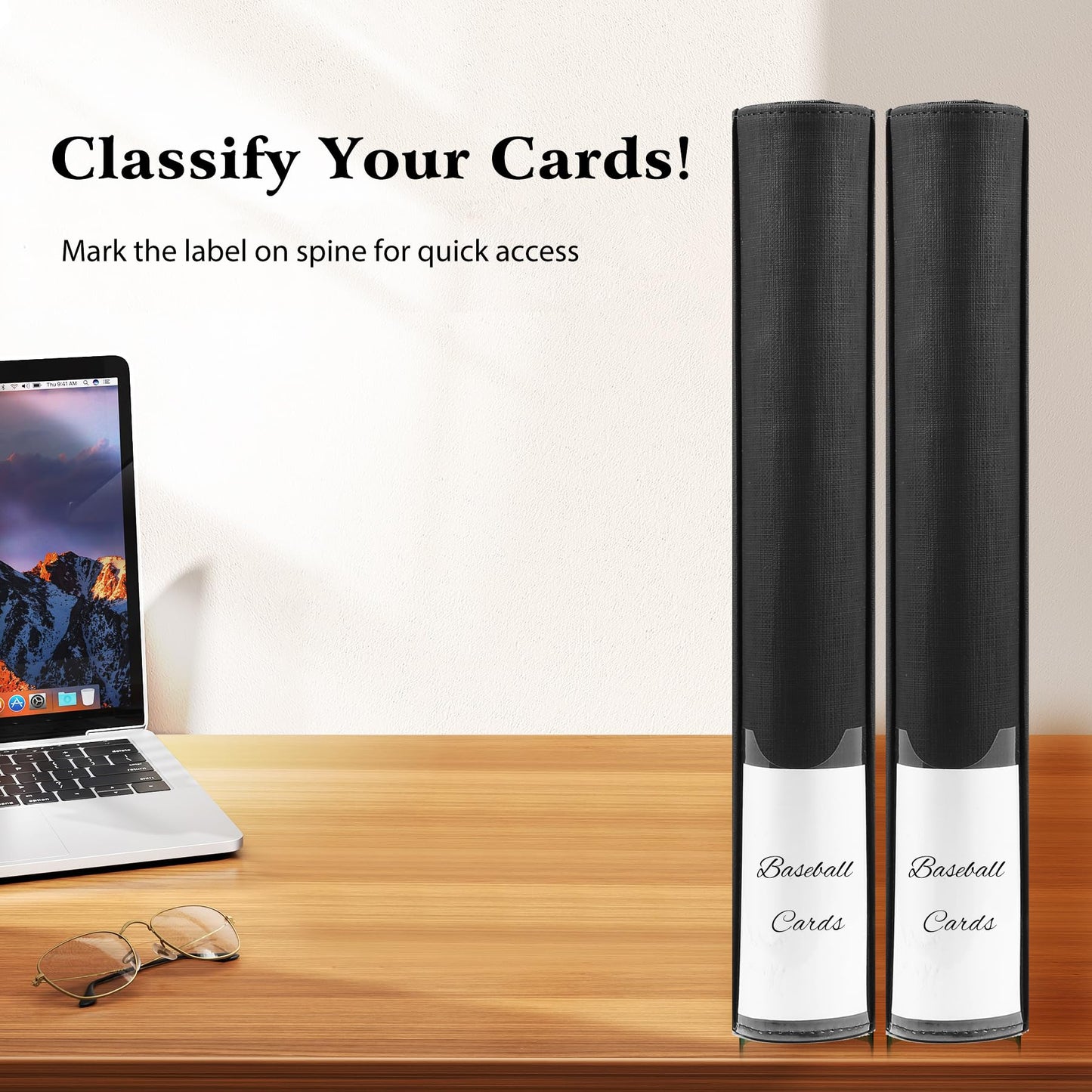 WOT I Toploader Binder | Holds 360 Toploaders | enhanced PU-Leather Binder with Index Label | Holds 3x4 Toploaders for TCG  Sports & Trading Cards  Black