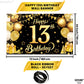 Katchon, Happy 13Th Birthday Banner Black And Gold - Xtralarge, 72X44 Inch | 13Th Happy Birthday Backdrop, Happy 13Th Birthday Banner | 13Th Birthday Decorations For Boys | 13 Birthday Decorations