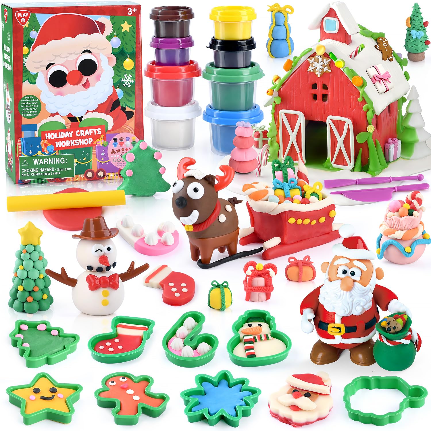 Christmas Color Dough Sets for Kids Ages 4-8, DIY Clay Sets for Kids Ages 2-4 Dough Kit Toys Christmas Crafts for Kids Education