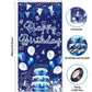 Gya 3X6Ft Blue Silver Birthday Door Banner Navy Blue Glitter Sequin Happy Birthday Background Cake Balloons Gifts Backdrops Kids