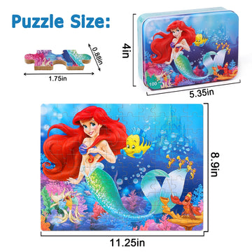 Lelemon Pretty Puzzles For Kids Ages 4-8, 60 Piece Snowmen Puzzles For Kids Ages 3-5,Children Jigsaw Puzzles Kids Puzzles In A Metal Box,Educational Learning Puzzle Toys For Girls And Boys