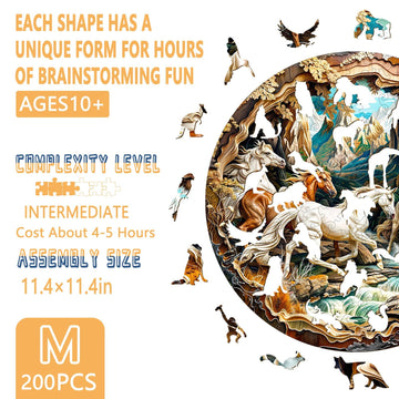Wooden Puzzles For Adults, 3D Visual Effects Running Horses Wooden Jigsaw Puzzles For Adult, Wood Puzzles Adult, Cool Puzzles, U