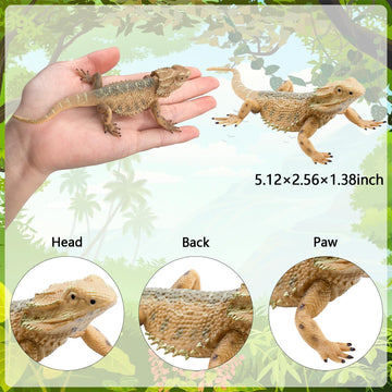 Rismise Lizard Figurine Toys - Plastic Bearded Dragon Model for Cake Decoration, Educational Play, and Reptile Prank Props