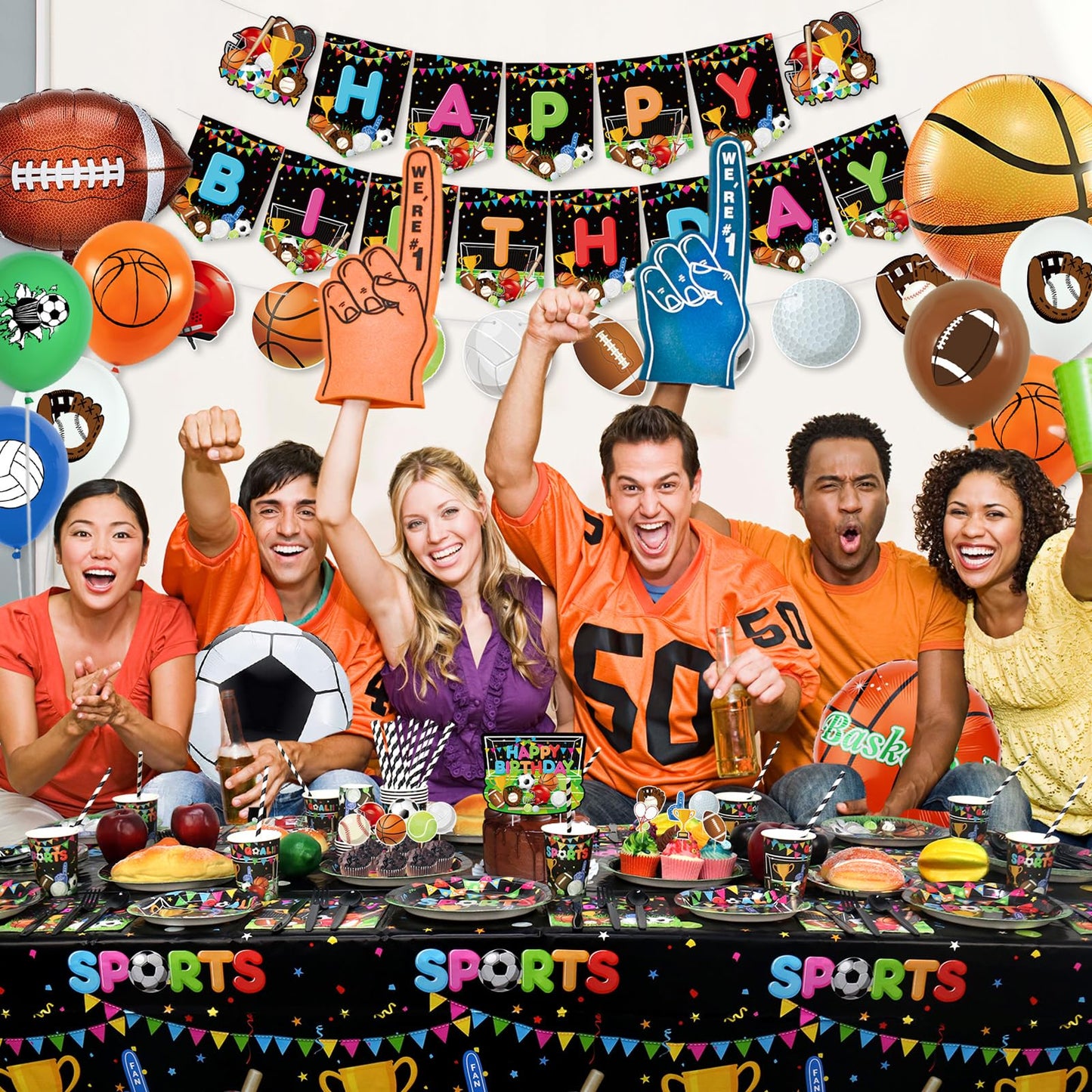4 Pack Sports Themed Party Decorations - Baseball Basketball Football Soccer Tablecloth For Sports Birthday Party Supplies, Supe