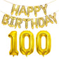 SHUNTAI 100th Birthday Decorations - Gold Jumbo 100 Foil Mylar Balloons & Happy Birthday Banner for 100 Years Old Theme Party Supplies