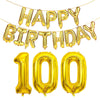 SHUNTAI 100th Birthday Decorations - Gold Jumbo 100 Foil Mylar Balloons & Happy Birthday Banner for 100 Years Old Theme Party Supplies