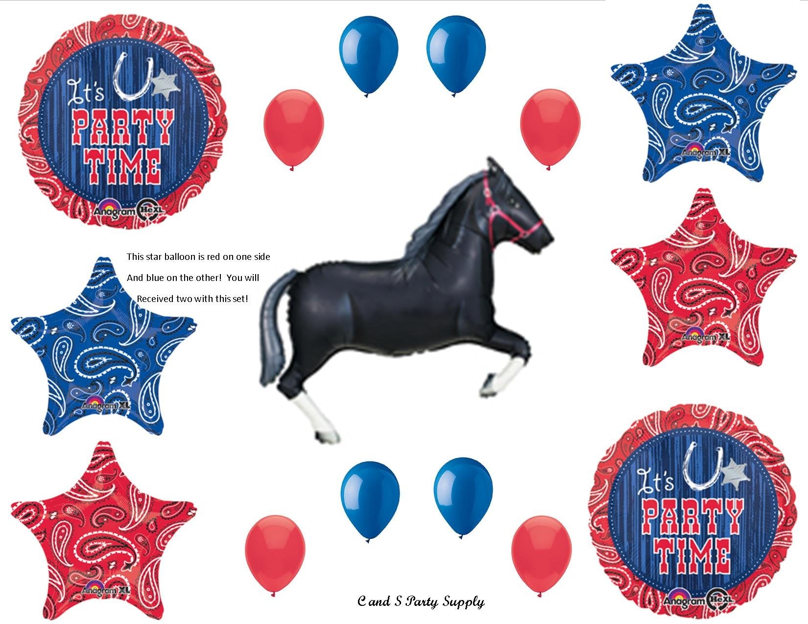 WESTERN HORSE BANDANA Birthday PARTY Hoedown Rodeo Balloons Decorations Supplies by Anagram