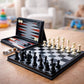 Toyshine 25cm Magnetic 3in1 Folding Board Game Set  Chess | Checkers & Backgammon | Compact TravelFriendly Educational Strat